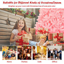 Load image into Gallery viewer, Gymax 7.5ft Pink Artificial Christmas Tree Hinged Spruce Full Tree w/ Metal Stand

