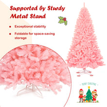 Load image into Gallery viewer, Gymax 7.5ft Pink Artificial Christmas Tree Hinged Spruce Full Tree w/ Metal Stand

