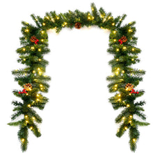 Load image into Gallery viewer, Gymax 9FT Pre-lit Christmas Decoration Garland Indoor Outdoor w/ LED Lights Timer
