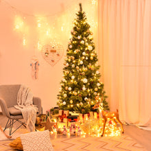 Load image into Gallery viewer, Gymax 8Ft Christmas Tree Artificial Hinged Tree w/ Pine Cones Metal Stand
