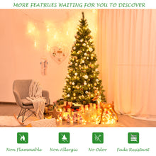 Load image into Gallery viewer, Gymax 8Ft Christmas Tree Artificial Hinged Tree w/ Pine Cones Metal Stand
