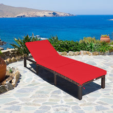 Load image into Gallery viewer, Gymax 2PCS Adjustable Patio Rattan Chaise Lounge Chair Recliner Outdoor w/ Red Cushion
