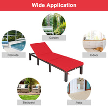 Load image into Gallery viewer, Gymax 2PCS Adjustable Patio Rattan Chaise Lounge Chair Recliner Outdoor w/ Red Cushion
