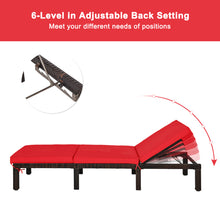 Load image into Gallery viewer, Gymax 2PCS Adjustable Patio Rattan Chaise Lounge Chair Recliner Outdoor w/ Red Cushion
