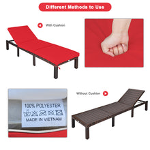 Load image into Gallery viewer, Gymax 2PCS Adjustable Patio Rattan Chaise Lounge Chair Recliner Outdoor w/ Red Cushion
