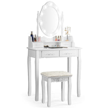 Load image into Gallery viewer, Gymax Makeup Vanity Dressing Table Set w/10 Dimmable Bulbs Cushioned Stool
