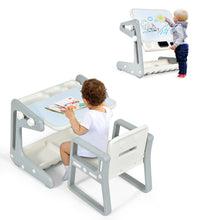 Load image into Gallery viewer, Gymax 2 in 1 Kids Easel Table &amp; Chair Set Adjustable Art Painting Board Gray/Blue/Light Pink
