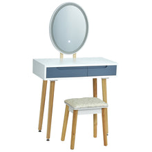 Load image into Gallery viewer, Gymax Makeup Vanity Dressing Table Set w/ Touch Screen Padded Stool Black/White/Gray
