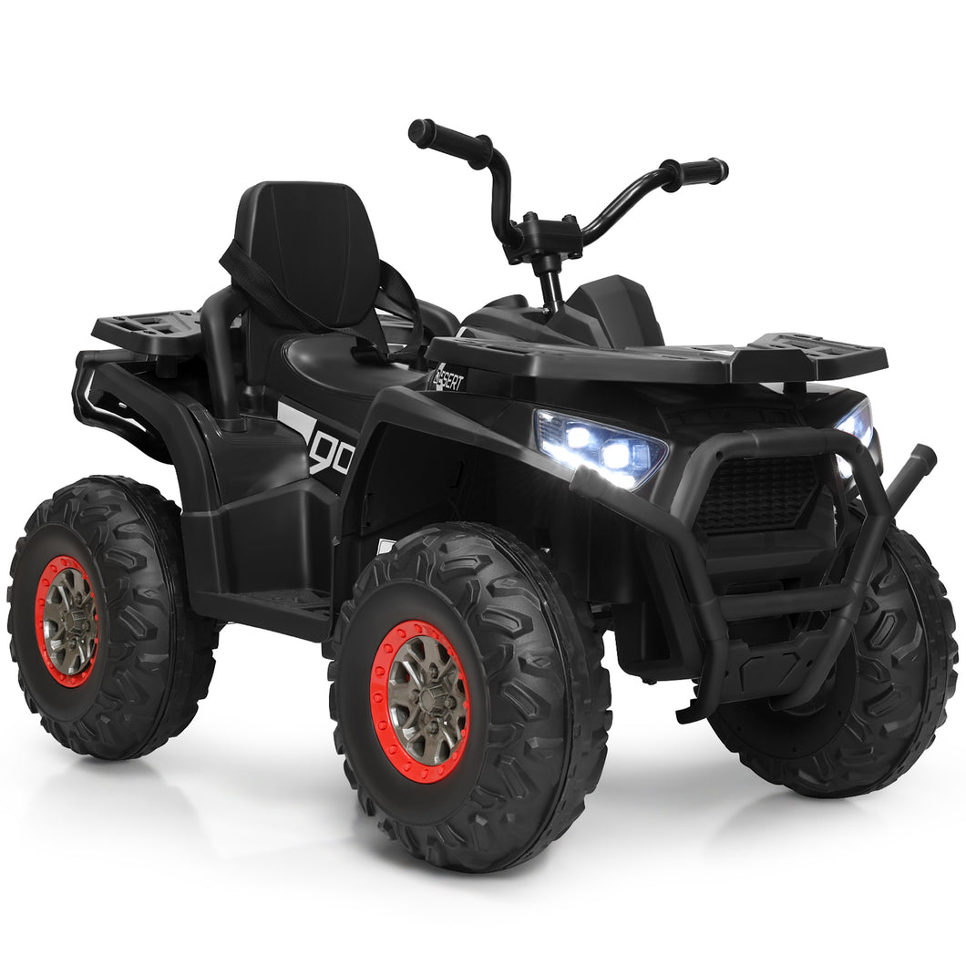 Gymax 12V Electric Kids Ride On Car ATV 4-Wheeler Quad w/ LED Light Black/Red/White