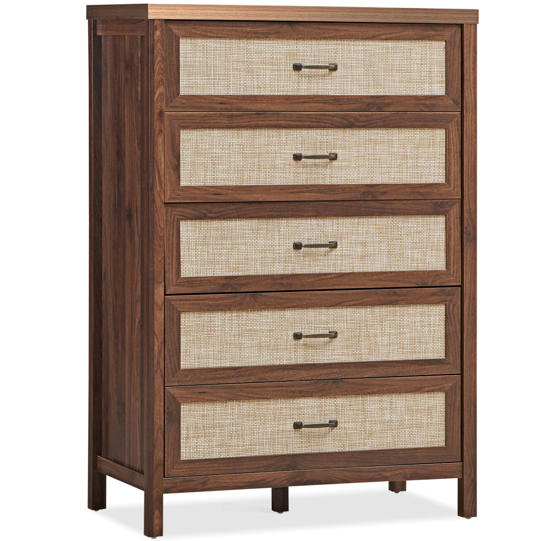 Gymax Chest of Drawers Rustic 5 Drawer Dresser Storage Freestanding Cabinet
