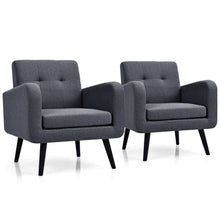 Load image into Gallery viewer, Gymax 2PCS Accent Armchair Single Sofa Chair Home Office w/ Wooden Legs Gray
