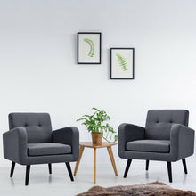 Load image into Gallery viewer, Gymax 2PCS Accent Armchair Single Sofa Chair Home Office w/ Wooden Legs Gray
