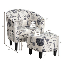Load image into Gallery viewer, Gymax Modern Accent Tub Chair&amp;Ottoman Set Fabric Upholstered Club Chair Grey Floral
