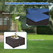 Load image into Gallery viewer, Gymax 5PCS Rattan Patio Conversation Set Outdoor Furniture Set w/ Ottoman Navy Cushion
