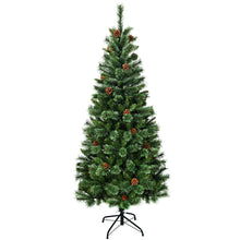 Load image into Gallery viewer, Gymax 7Ft Christmas Tree Artificial Hinged Tree w/ Pine Cones Metal Stand
