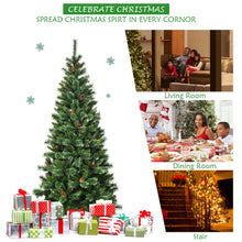 Load image into Gallery viewer, Gymax 7Ft Christmas Tree Artificial Hinged Tree w/ Pine Cones Metal Stand
