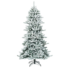 Load image into Gallery viewer, Gymax 7FT Snow Flocked Christmas Tree Hinged Fir Tree w/ Pine Cones Metal Stand
