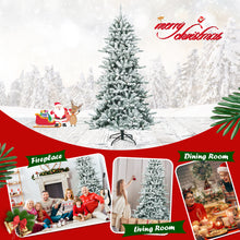 Load image into Gallery viewer, Gymax 7FT Snow Flocked Christmas Tree Hinged Fir Tree w/ Pine Cones Metal Stand
