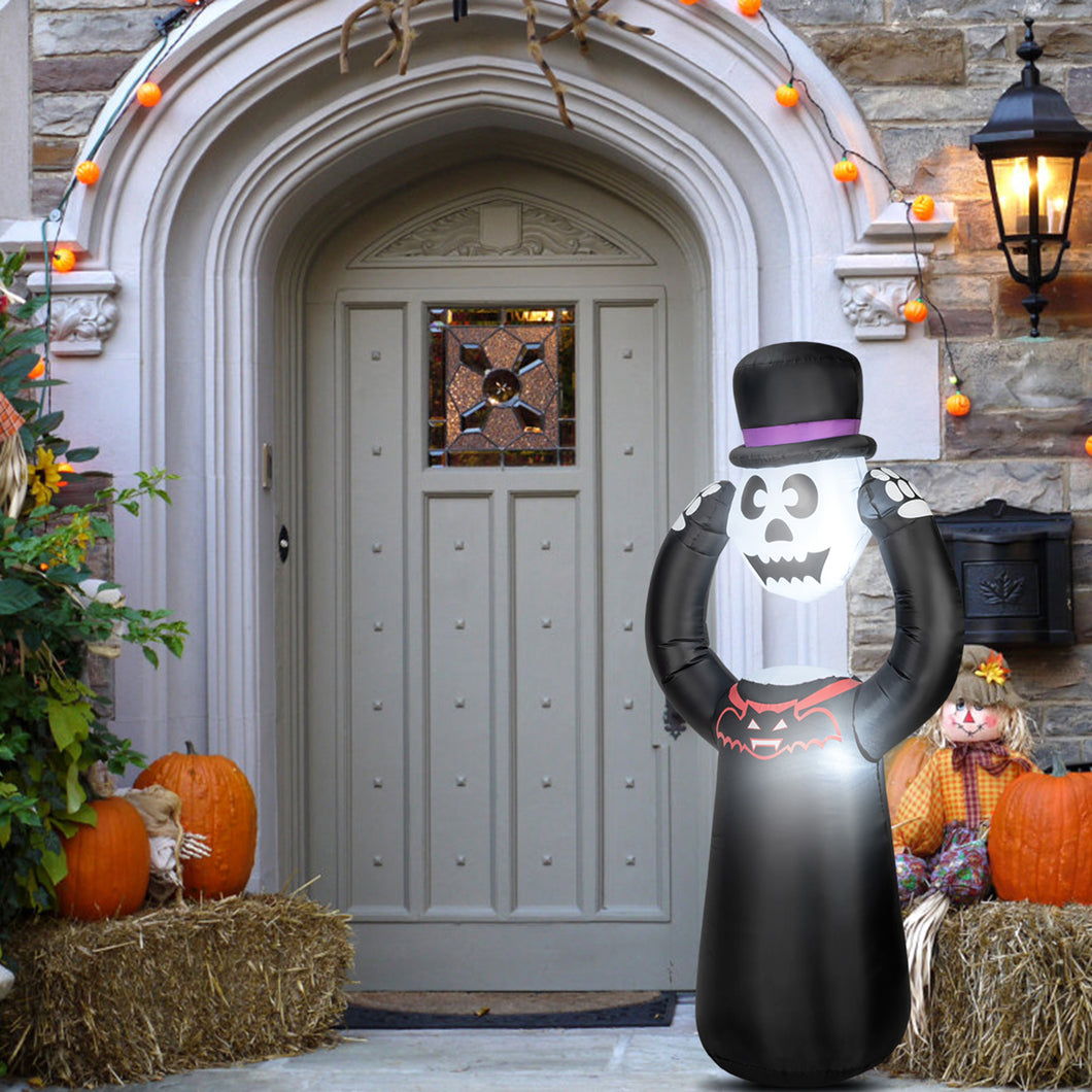 Gymax 6ft Inflatable Ghost Headless Skeleton Halloween Decoration w/ LED Light