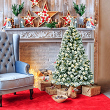 Load image into Gallery viewer, Gymax 4.5ft Pre-lit Snow Flocked Christmas Tree Hinged Pine Tree Holiday Decoration
