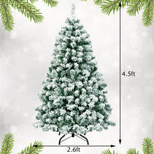 Load image into Gallery viewer, Gymax 4.5ft Pre-lit Snow Flocked Christmas Tree Hinged Pine Tree Holiday Decoration

