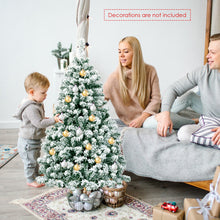 Load image into Gallery viewer, Gymax 4.5ft Pre-lit Snow Flocked Christmas Tree Hinged Pine Tree Holiday Decoration
