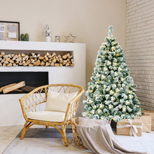 Load image into Gallery viewer, Gymax 4.5ft Pre-lit Snow Flocked Christmas Tree Hinged Pine Tree Holiday Decoration

