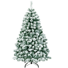 Load image into Gallery viewer, Gymax 4.5ft Pre-lit Snow Flocked Christmas Tree Hinged Pine Tree Holiday Decoration
