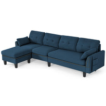 Load image into Gallery viewer, Gymax Convertible L-shaped Sectional Sofa Couch w/ Ottoman Pillow Beige/Gray/Blue
