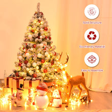 Load image into Gallery viewer, Gymax 4.5ft Snow Flocked Christmas Tree Hinged Artificial Pine Tree w/ Metal Stand
