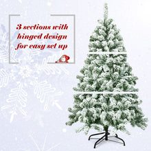 Load image into Gallery viewer, Gymax 4.5ft Snow Flocked Christmas Tree Hinged Artificial Pine Tree w/ Metal Stand
