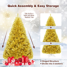 Load image into Gallery viewer, Gymax 6FT Tinsel Christmas Tree Artificial Hinged w/ Metal Stand Champagne Gold
