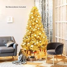 Load image into Gallery viewer, Gymax 7.5FT Tinsel Christmas Tree Artificial Hinged w/ Metal Stand Champagne Gold
