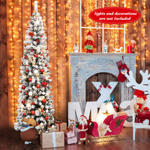 Load image into Gallery viewer, Gymax 7.5ft Snow Flocked Pencil Christmas Tree Artificial Pine Tree w/ Metal Stand
