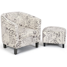Load image into Gallery viewer, Gymax Barrel Modern Accent Tub Upholstered Chair French Print w/ Ottoman
