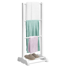 Load image into Gallery viewer, Gymax 3-Bar Acacia Wood Towel Rack Freestanding Bathroom w/ Bottom Storage Shelf
