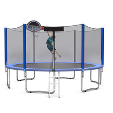 Load image into Gallery viewer, Gymax 12/14/15/16ft Trampoline w/ Safety Enclosure Net Ladder Basketball Hoop

