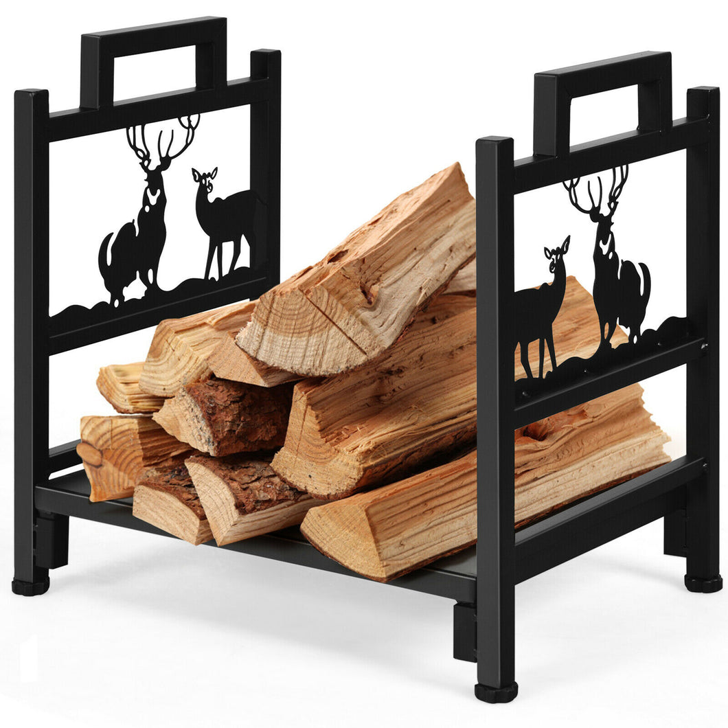 Gymax 18'' Firewood Log Rack Wood Lumber Storage Holder for Fireplace Stove Fire Pit
