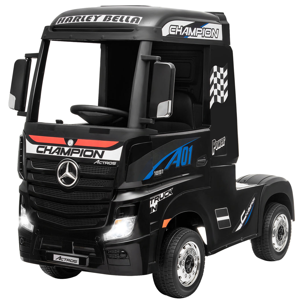 Gymax 12V Electric Kids Ride on Car Mercedes Benz Actros w/ 2.4G Remote Control Black