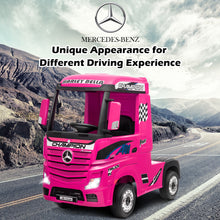 Load image into Gallery viewer, Gymax 12V Electric Kids Ride on Car Mercedes Benz Actros w/ 2.4G Remote Control Pink
