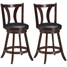 Load image into Gallery viewer, Gymax Set of 2 Swivel Bar stool 24'' Counter Height Leather Padded Dining Kitchen Chair
