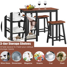 Load image into Gallery viewer, Gymax 3-Piece Counter Height Dining Table Set w/2 Saddle Stools&amp;Storage Shelves Walnut
