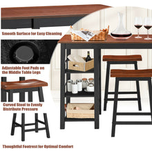 Load image into Gallery viewer, Gymax 3-Piece Counter Height Dining Table Set w/2 Saddle Stools&amp;Storage Shelves Walnut
