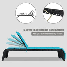 Load image into Gallery viewer, Gymax Set of 2 Adjustable Rattan Patio Recliner Chaise Lounge Chair w/ Turquoise Cushion
