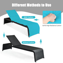 Load image into Gallery viewer, Gymax Set of 2 Adjustable Rattan Patio Recliner Chaise Lounge Chair w/ Turquoise Cushion
