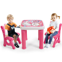 Load image into Gallery viewer, Gymax Kids Table &amp; 2 Chairs Set Adjustable Activity Play Desk w/Storage Drawer
