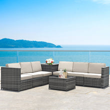 Load image into Gallery viewer, Gymax 8PCS Patio Rattan Sofa Sectional Conversation Furniture Set w/ White Cushion
