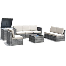 Load image into Gallery viewer, Gymax 8PCS Patio Rattan Sofa Sectional Conversation Furniture Set w/ White Cushion
