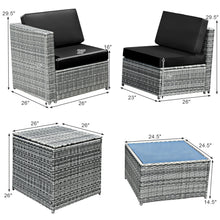 Load image into Gallery viewer, Gymax 8PCS Patio Rattan Sofa Sectional Conversation Furniture Set w/ Black Cushion
