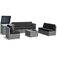 Load image into Gallery viewer, Gymax 8PCS Patio Rattan Sofa Sectional Conversation Furniture Set w/ Black Cushion
